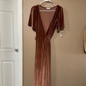Rust Wrap Maxi Dress Velvet